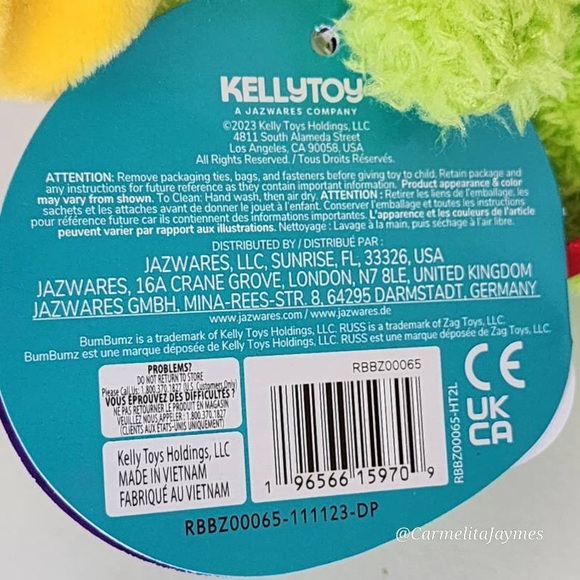 SUNNY 🌻 Yellow Sunflower GardenBumz Official Kellytoy Russ Bum Bumz Plush NWT - Picture 7 of 10